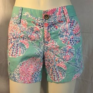 Lily Pulitzer sea urchin and coral shorts.